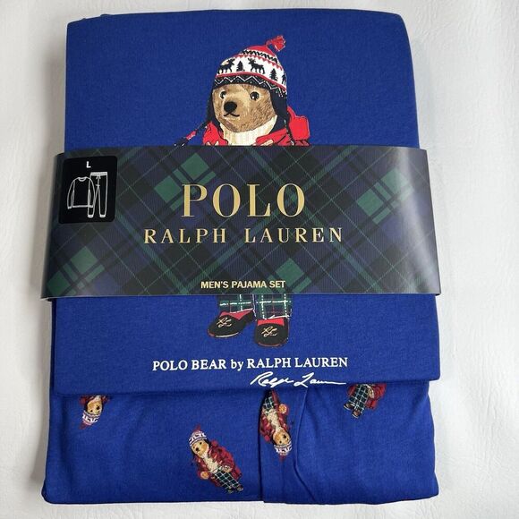Men's Polo Ralph Lauren Polo Bear 2 Piece Christmas-Holiday Pajama Set NWT Sz. L - Picture 1 of 6